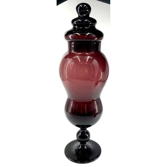 Empoli Italian Amethyst Purple Glass Apothecary Jar 12 1/2” Tall FLAW - Picture 1 of 12